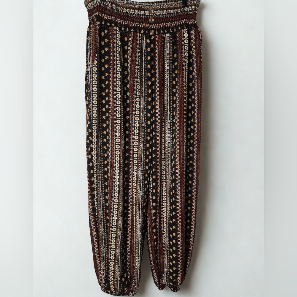 Chic Bohemian Striped Wide Leg Pants Flowy Prairie Hippy
